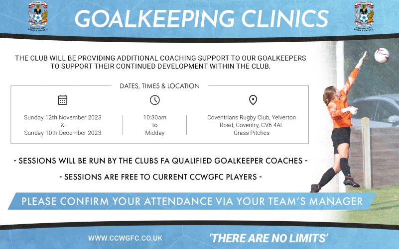 Coventry City Women & Girls Football Club, Goalkeeping Clinics Announced